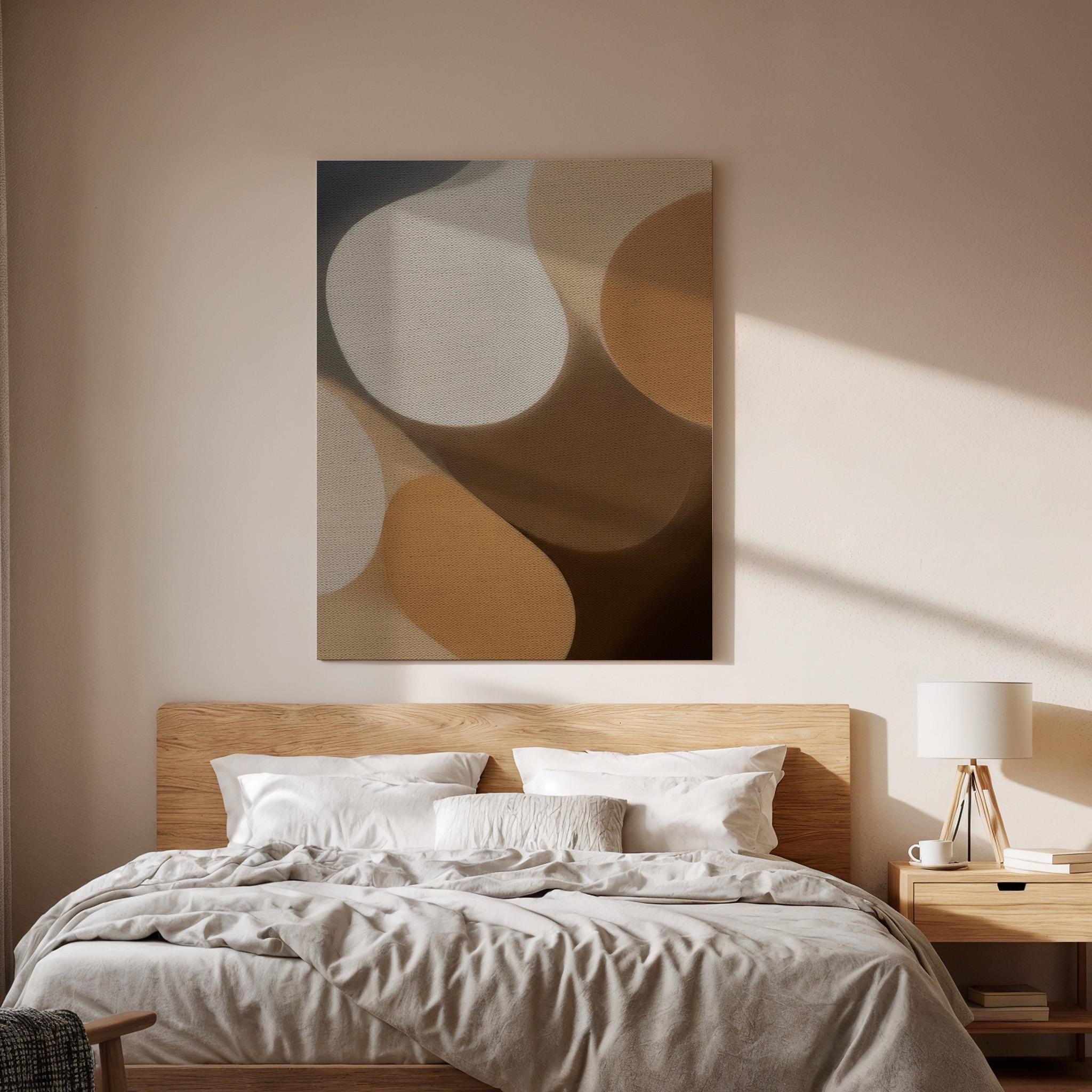 Earth Tone Canvas Art, Organic Shape Wall Decor, Soft Modern Painting, Bedroom Interior Accent, Warm Neutral Design, Large Framed Canvas
