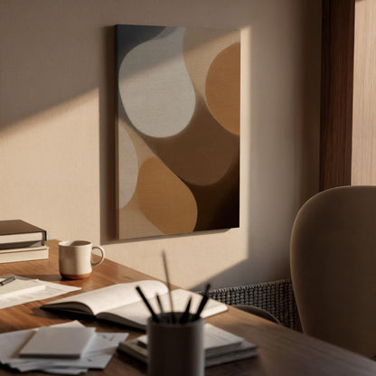 Earth Tone Canvas Art, Organic Shape Wall Decor, Soft Modern Painting, Bedroom Interior Accent, Warm Neutral Design, Large Framed Canvas
