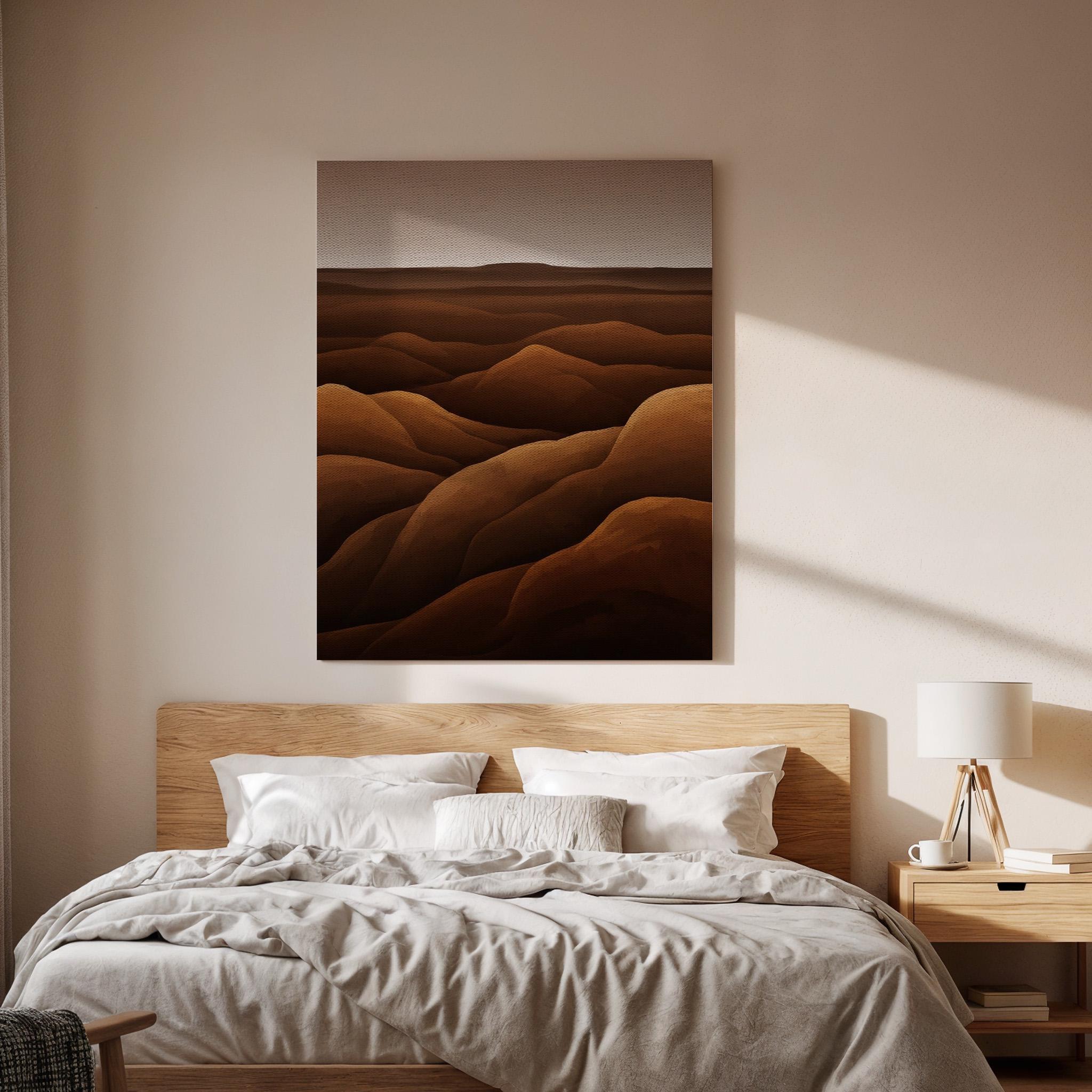 Desert Dune Canvas Art, Earth Tone Landscape Decor, Warm Modern Wall Design, Bedroom Interior Styling, Natural Calm Aesthetic, Framed Canvas