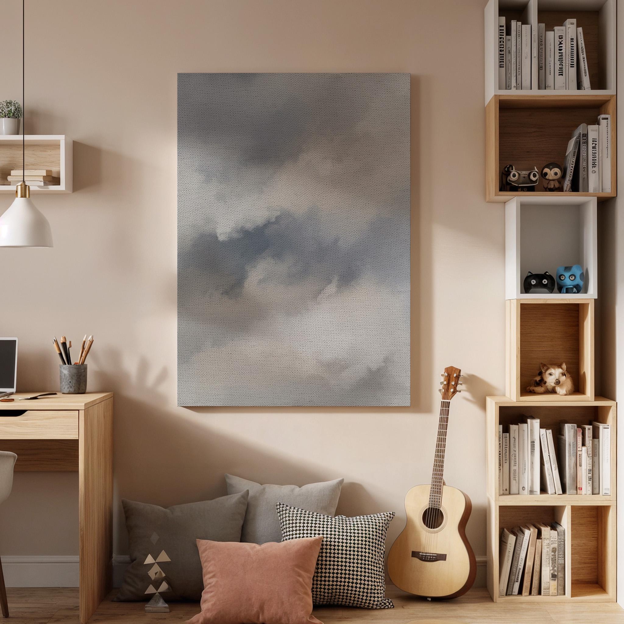 Soft Cloud Canvas Art, Misty Neutral Wall Decor, Calm Modern Bedroom Style, Airy Interior Design, Light Minimal Aesthetic, Framed Canvas