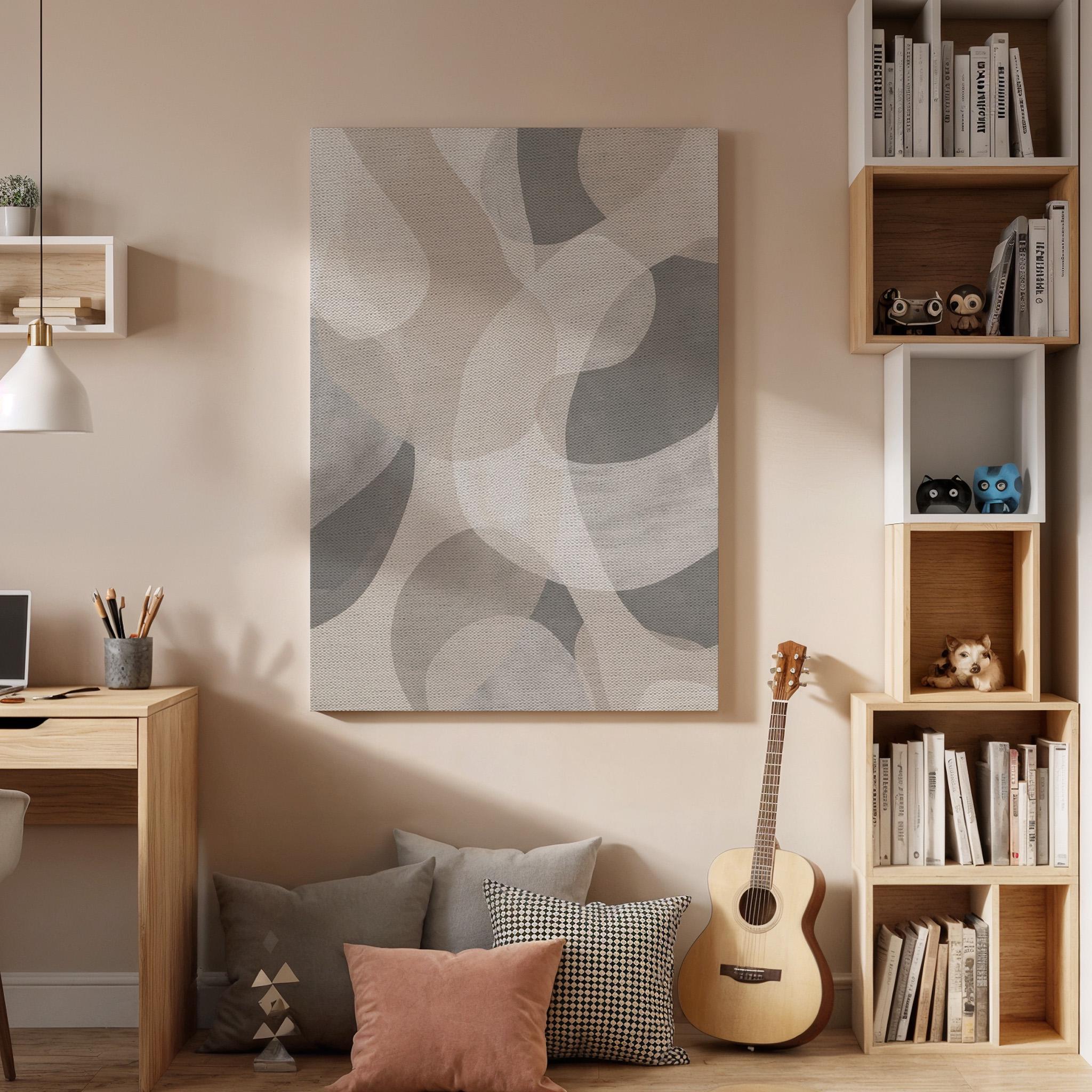 Soft Neutral Canvas Art, Rounded Shape Wall Decor, Calm Modern Design, Light Interior Styling, Gentle Contemporary Look, Framed Canvas