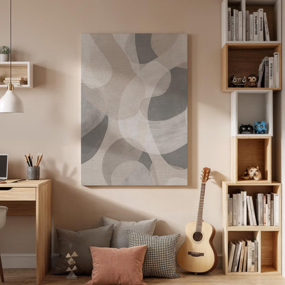 Soft Neutral Canvas Art, Rounded Shape Wall Decor, Calm Modern Design, Light Interior Styling, Gentle Contemporary Look, Framed Canvas