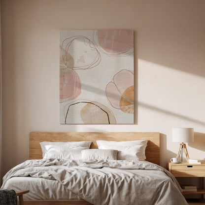 Soft Blush Canvas Art, Organic Line Wall Decor, Calm Modern Bedroom Style, Neutral Interior Design, Gentle Abstract Look, Framed Canvas