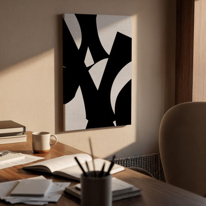 Black Abstract Canvas Art, Bold Minimal Wall Decor, Modern Bedroom Artwork, Contemporary Interior Styling, High Contrast Framed Canvas