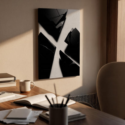 Black Geometric Canvas Art, Bold Abstract Wall Decor, Modern Interior Design, High Contrast Minimal Style, Contemporary Framed Canvas