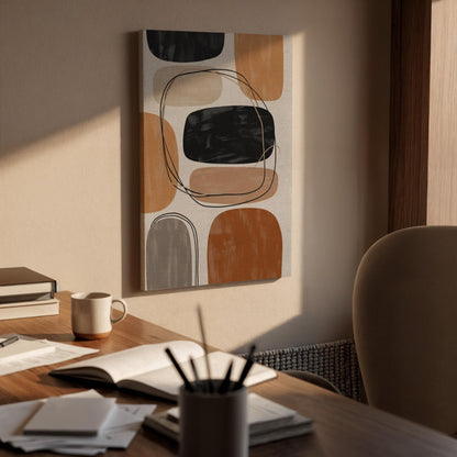 Abstract Framed Canvas, Modern Neutral Wall Art, Minimalist Geometric Decor, Earth Tone Artwork, Cozy Bedroom Framed Art, Canvas Wall Decor