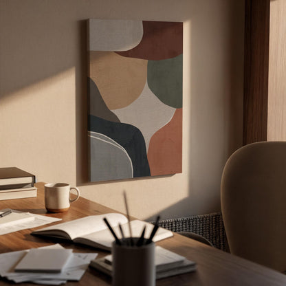 Framed Modern Abstract Canvas Art, Organic Shape Wall Decor, Neutral Earth Tone Artwork, Contemporary Minimal Art, Stylish Home Accent