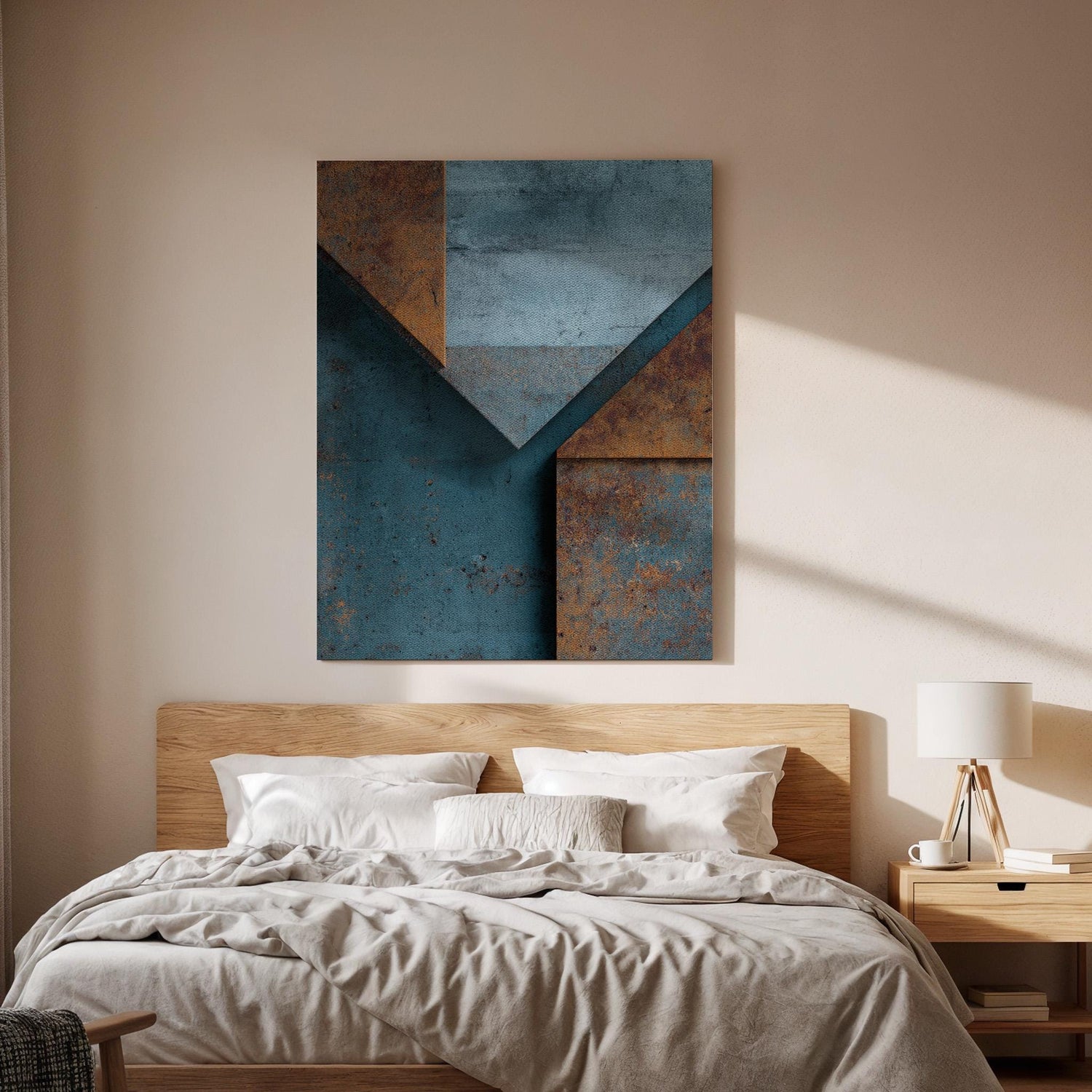 Abstract Geometric Canvas, Industrial Wall Art, Rust Texture Canvas Decor, Modern Minimalist Artwork, Contemporary Living Room Wall Decor