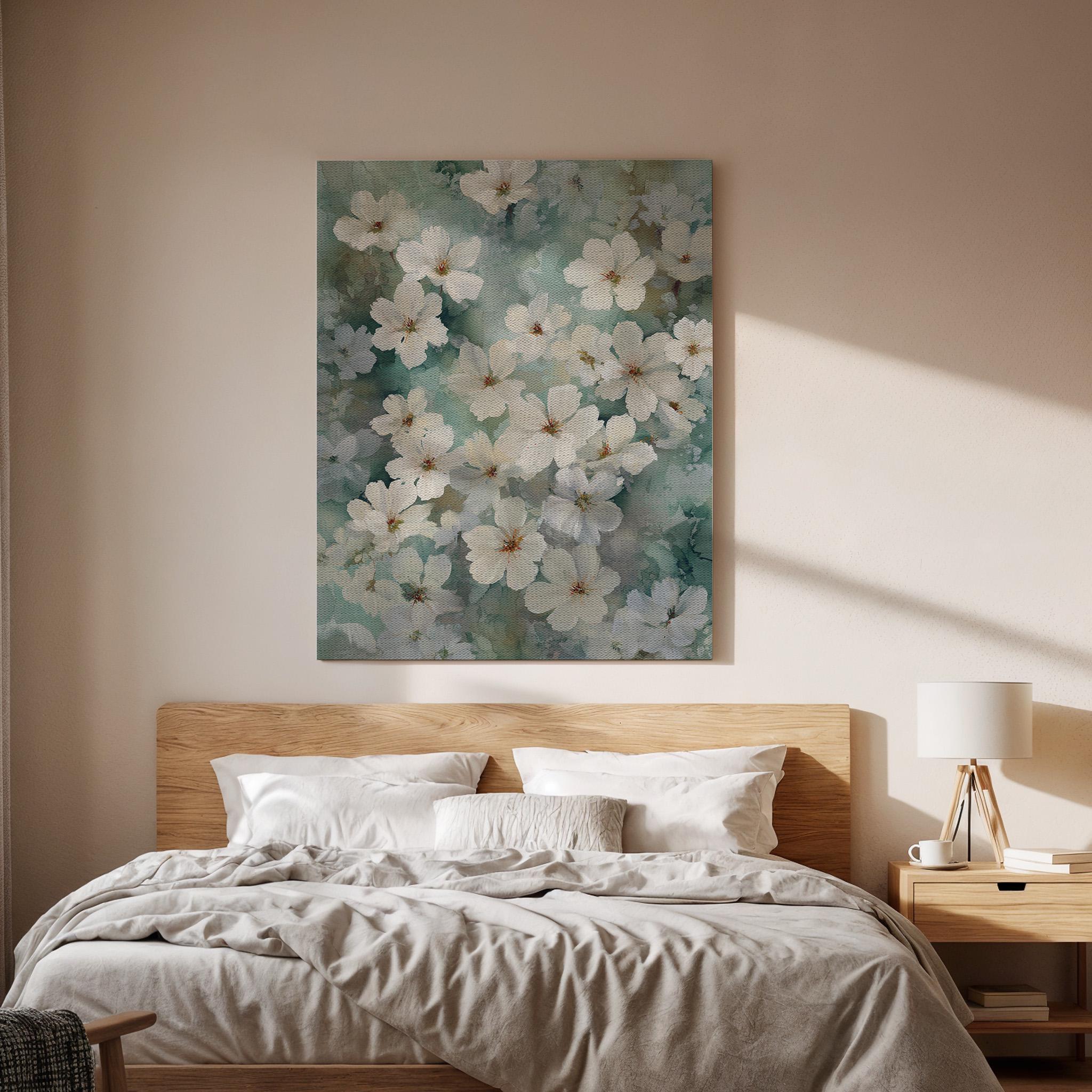 Cherry Blossom Canvas, Floral Wall Art, White Flower Canvas Decor, Botanical Canvas Artwork, Soft Nature Wall Decor, Canvas Wall Art