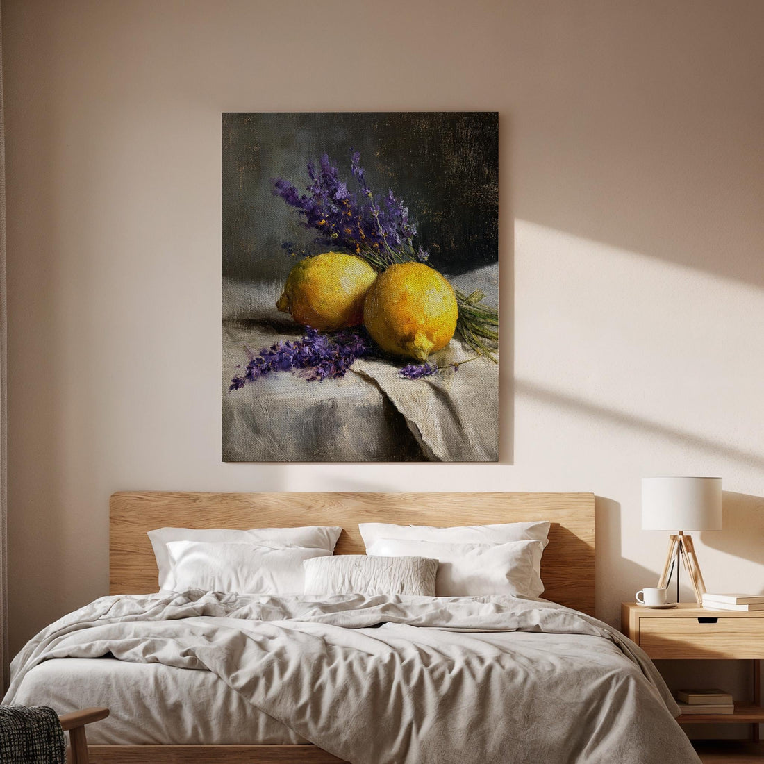 Lemon Lavender Canvas Wall Art, Rustic Kitchen Still Life Canvas Decor, Lemon Fruit Painting Artwork, Vintage Kitchen Wall Decor, Home Art