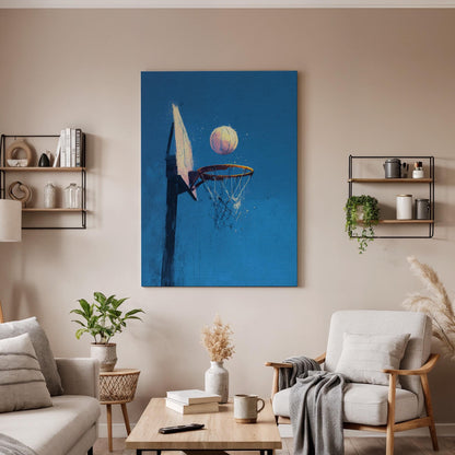 Basketball Canvas Wall Art, Basketball Hoop Canvas Decor, Sports Wall Art Canvas, Basketball Player Room Decor, Modern Sports Artwork