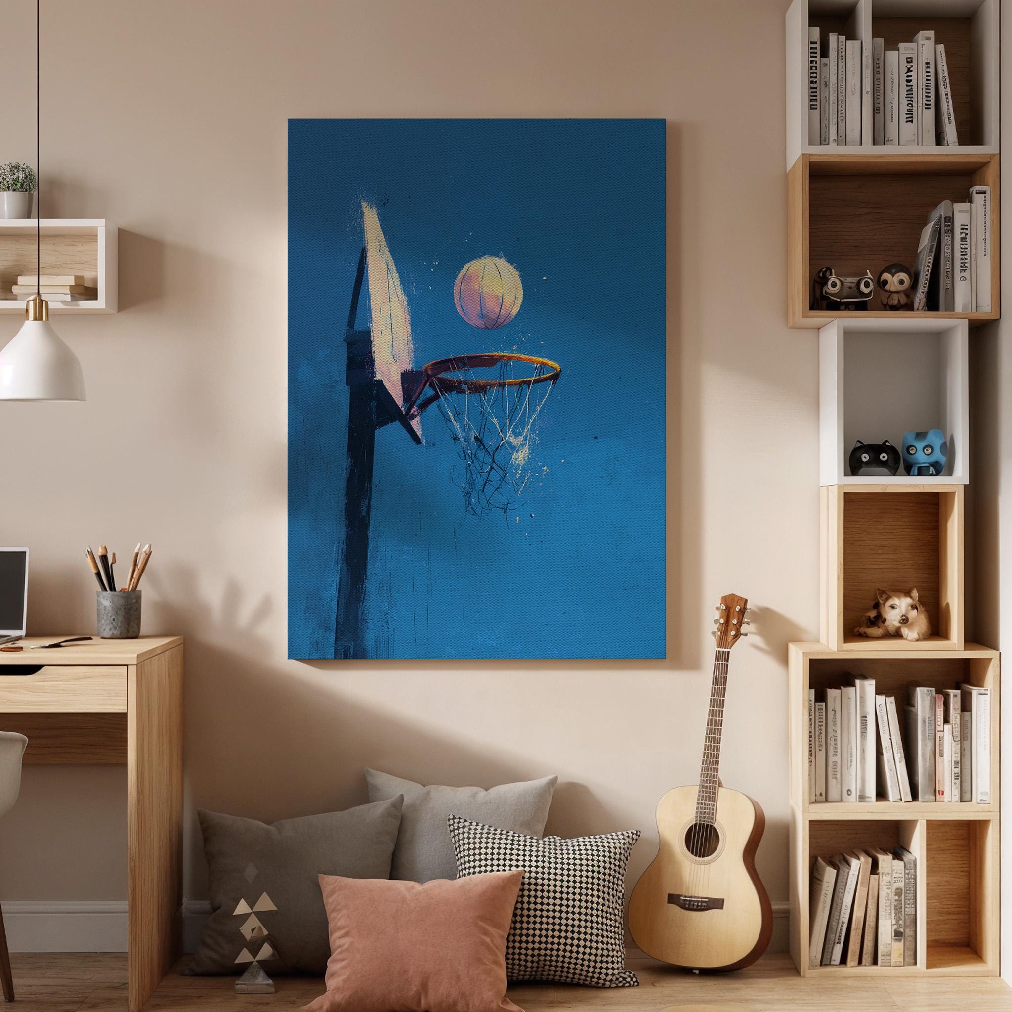 Basketball Canvas Wall Art, Basketball Hoop Canvas Decor, Sports Wall Art Canvas, Basketball Player Room Decor, Modern Sports Artwork
