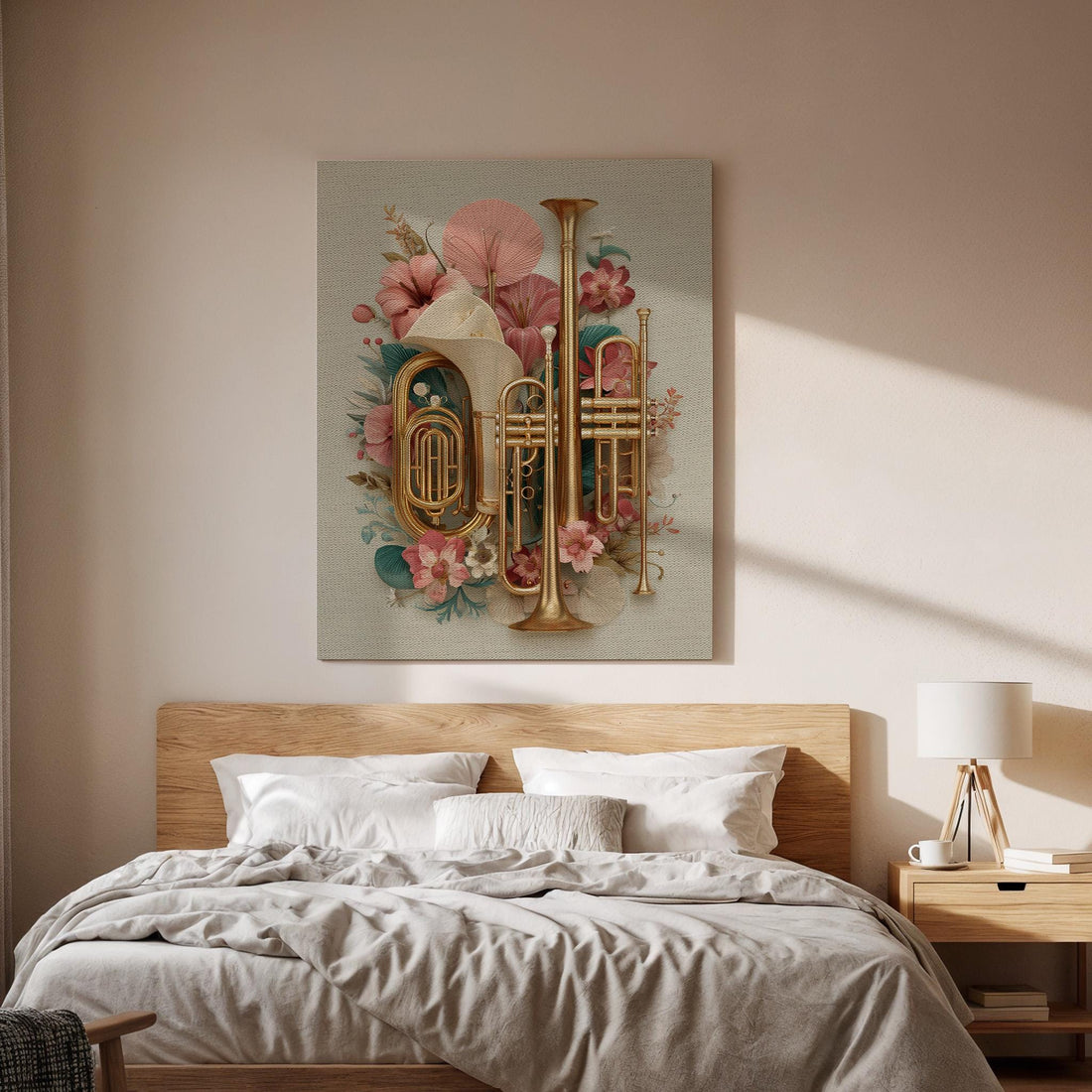Vintage Trumpet Canvas Wall Art, Musical Instrument Canvas Decor, Brass Music Artwork, Music Lover Wall Decor, Classical Music Art