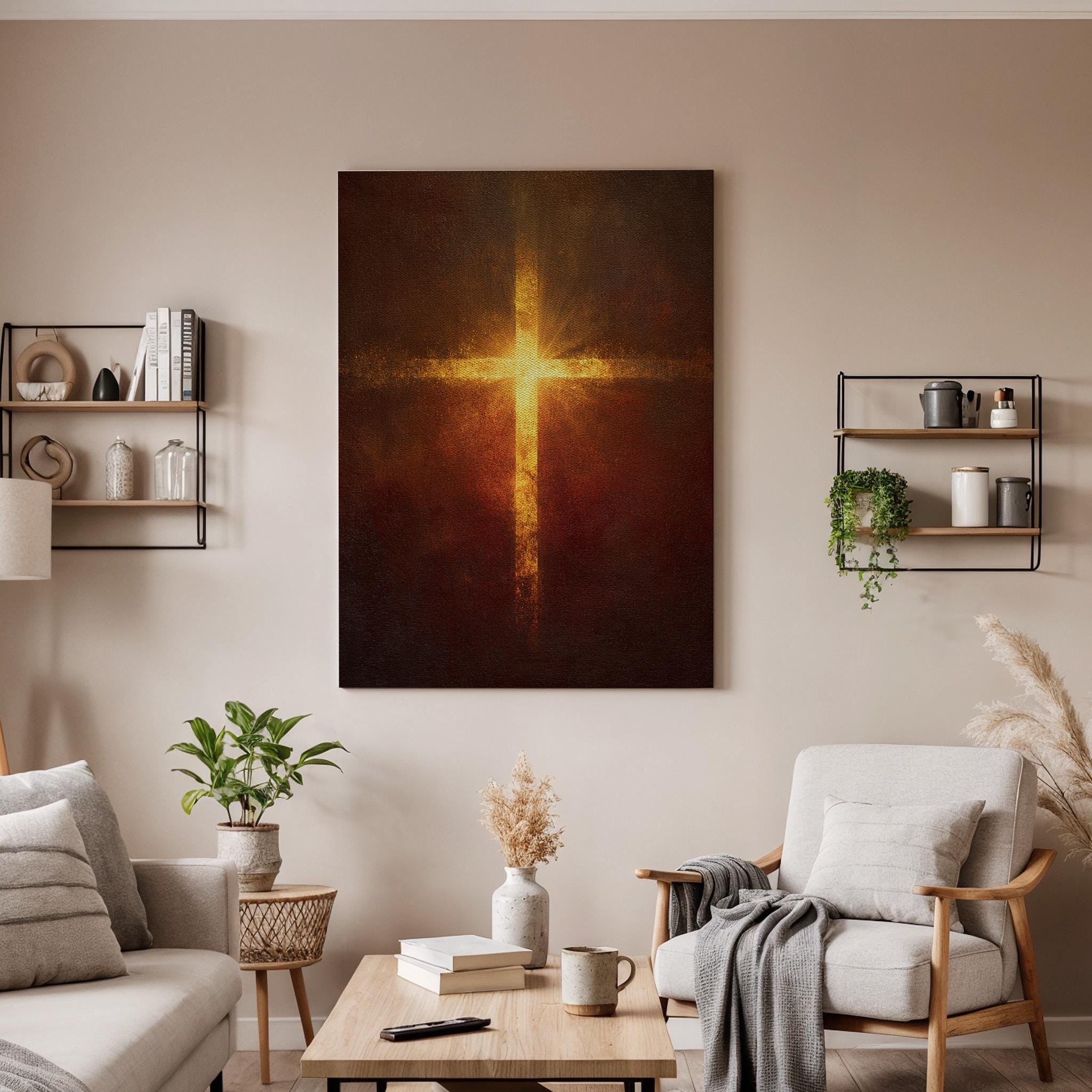 Christian Cross Canvas, Jesus Cross Wall Art, Faith Religious Canvas Decor, Christian Wall Artwork, Spiritual Cross Wall Decor, New Home Art