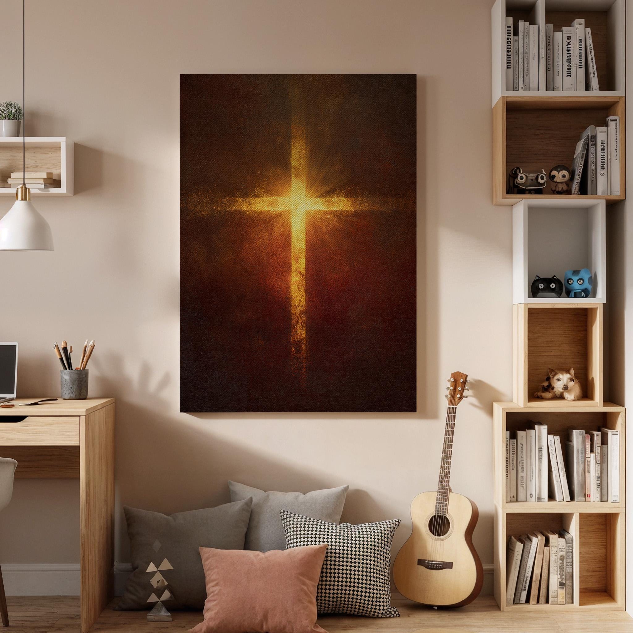 Christian Cross Canvas, Jesus Cross Wall Art, Faith Religious Canvas Decor, Christian Wall Artwork, Spiritual Cross Wall Decor, New Home Art