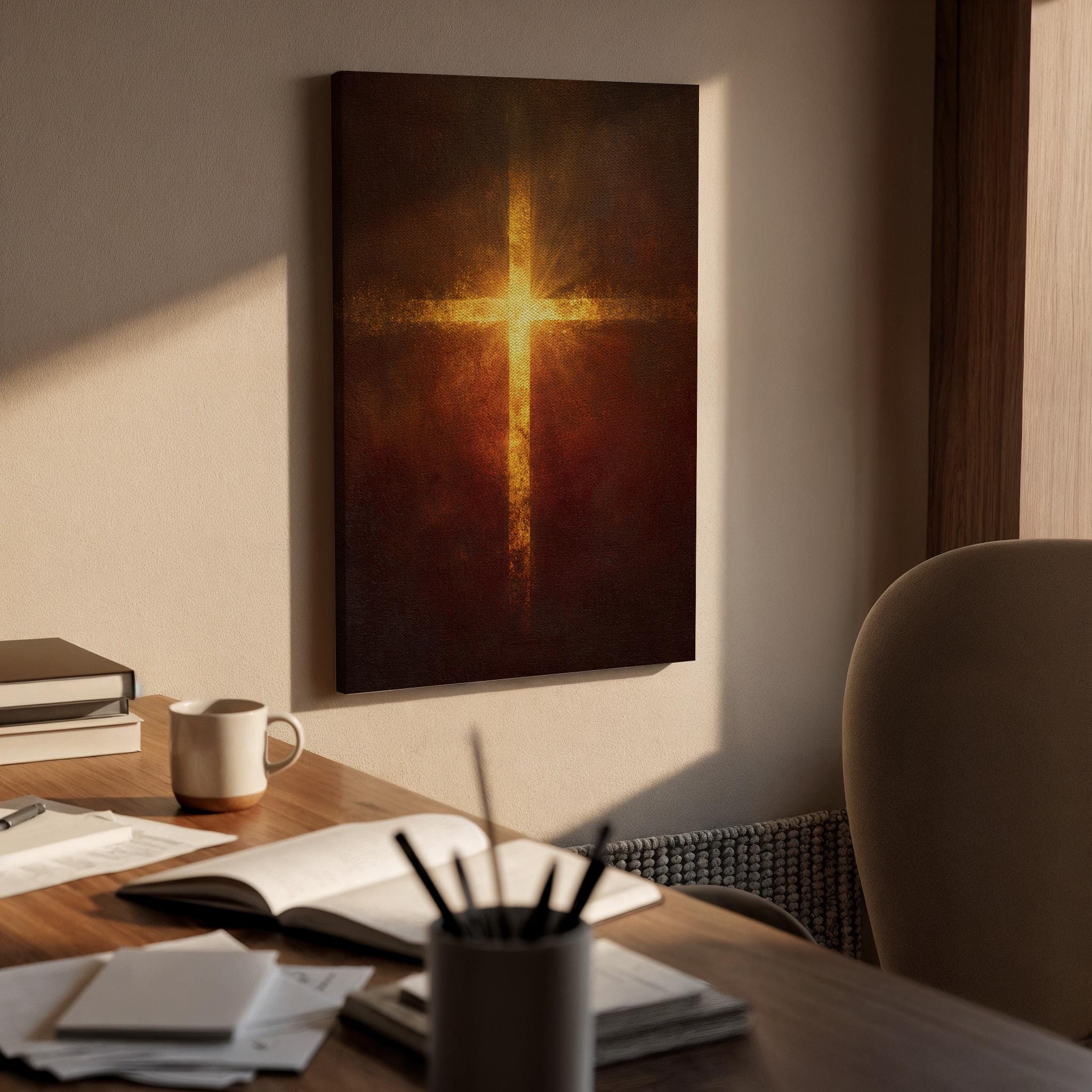 Christian Cross Canvas, Jesus Cross Wall Art, Faith Religious Canvas Decor, Christian Wall Artwork, Spiritual Cross Wall Decor, New Home Art