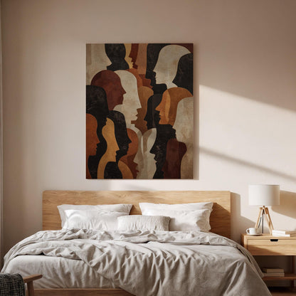 Abstract Faces Canvas Wall Art, Modern Minimalist Face Silhouette Canvas Decor, Contemporary Human Profile Artwork, Neutral Tone Wall Decor