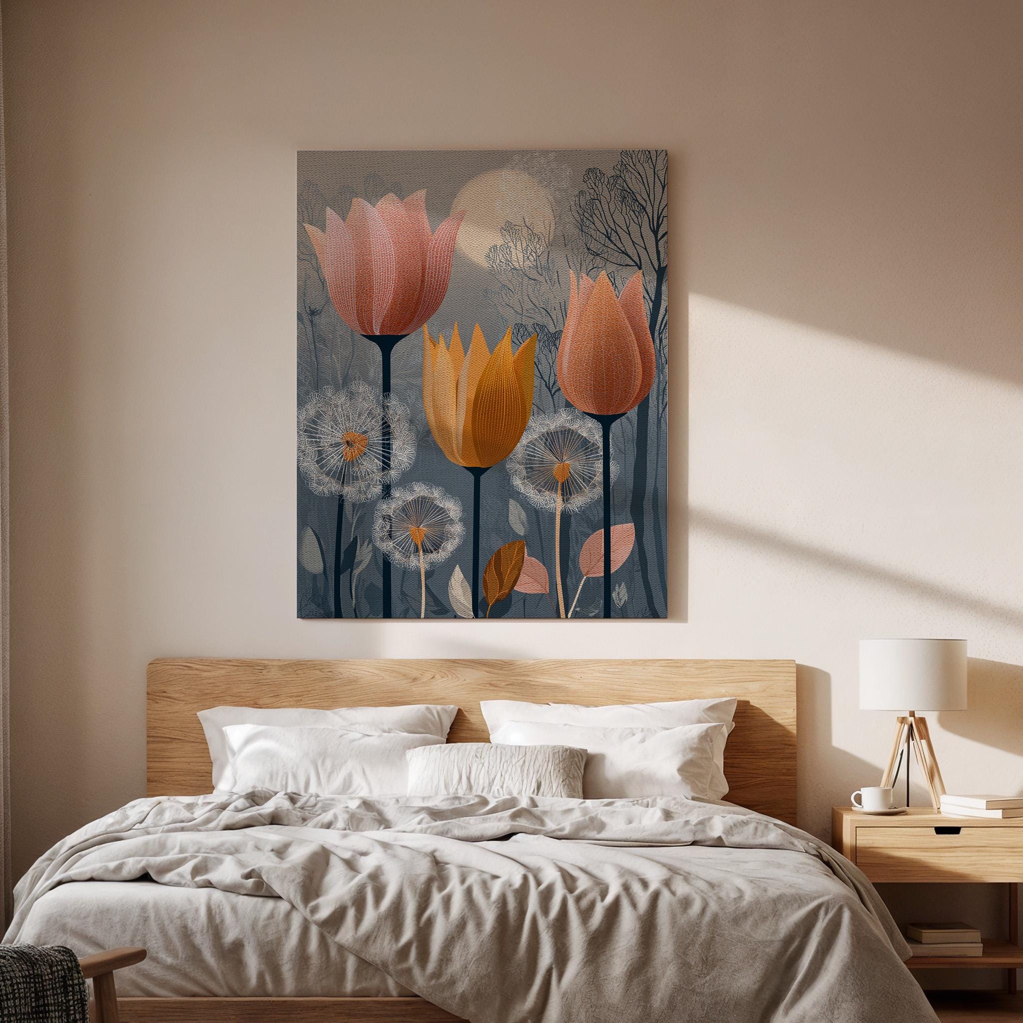 Tulip Floral Canvas Wall Art, Modern Botanical Flower Canvas Decor, Abstract Tulip Flower Artwork, Nature Inspired Wall Decor, New Home Gift