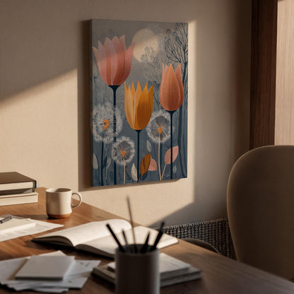 Tulip Floral Canvas Wall Art, Modern Botanical Flower Canvas Decor, Abstract Tulip Flower Artwork, Nature Inspired Wall Decor, New Home Gift