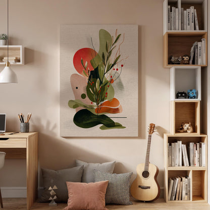 Abstract Botanical Canvas Wall Art, Minimalist Leaf Canvas Decor, Modern Nature Inspired Canvas Artwork, Contemporary Plant Wall Decor