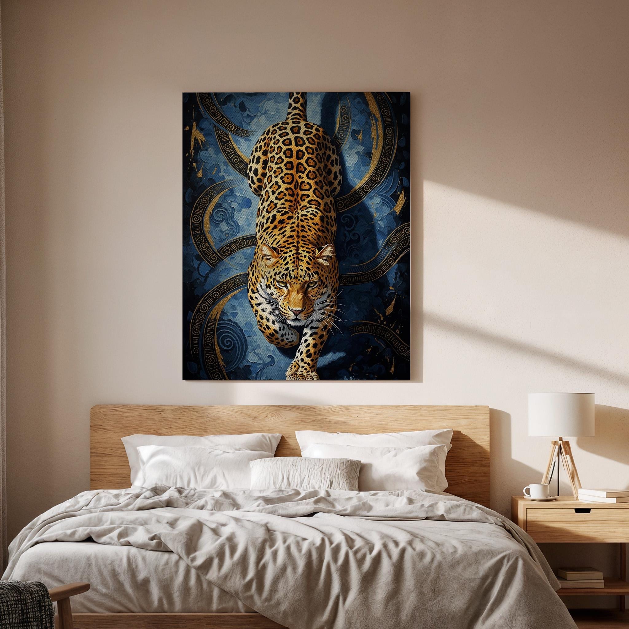 Leopard Canvas Wall Art, Luxury Wild Animal Canvas Decor, Modern Big Cat Artwork, Dramatic Leopard Wall Decor for Living Room, New Home Gift