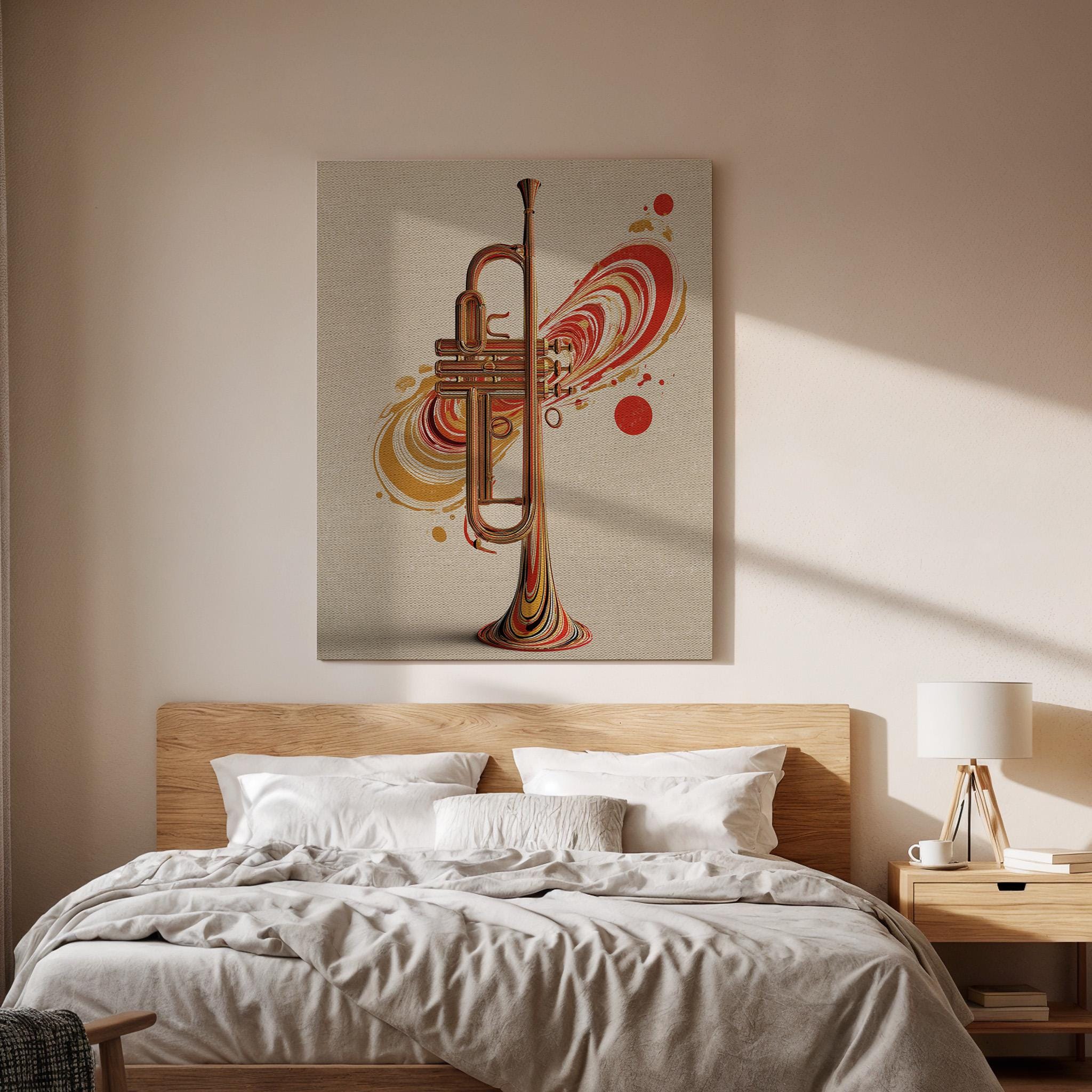 Trumpet Canvas Wall Art, Jazz Music Canvas Decor, Modern Brass Instrument Artwork, Abstract Trumpet Musician Wall Decor, Canvas Wall Art