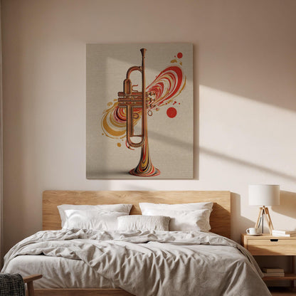 Trumpet Canvas Wall Art, Jazz Music Canvas Decor, Modern Brass Instrument Artwork, Abstract Trumpet Musician Wall Decor, Canvas Wall Art
