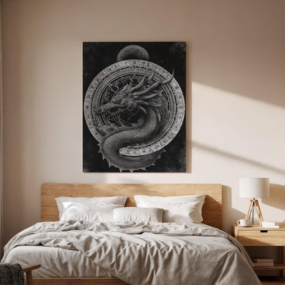 Dragon Canvas Wall Art, Mythical Dragon Fantasy Canvas Decor, Dark Medieval Dragon Artwork, Gothic Fantasy Creature Wall Art, Canvas Artwork