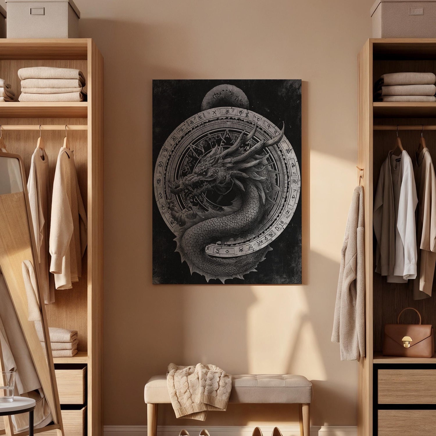 Dragon Canvas Wall Art, Mythical Dragon Fantasy Canvas Decor, Dark Medieval Dragon Artwork, Gothic Fantasy Creature Wall Art, Canvas Artwork