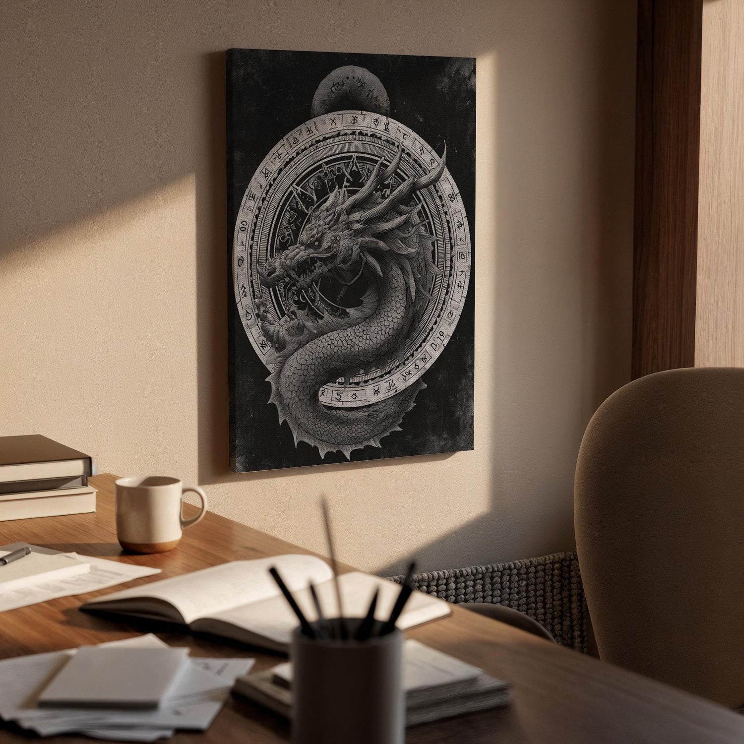 Dragon Canvas Wall Art, Mythical Dragon Fantasy Canvas Decor, Dark Medieval Dragon Artwork, Gothic Fantasy Creature Wall Art, Canvas Artwork