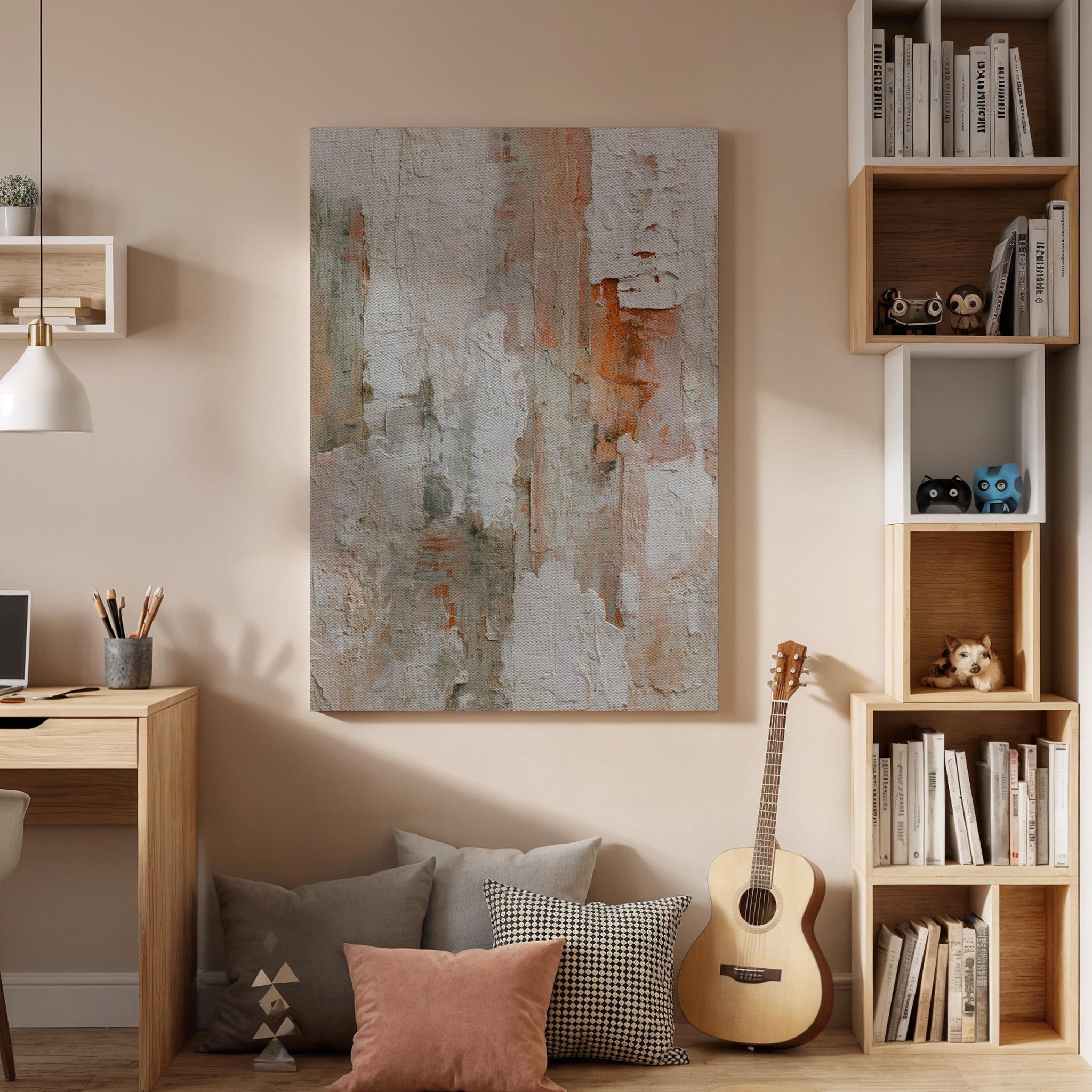 Abstract Textured Canvas Wall Art, Modern Neutral Abstract Artwork, Beige and Orange Contemporary Art, Rustic Textured Canvas Decor