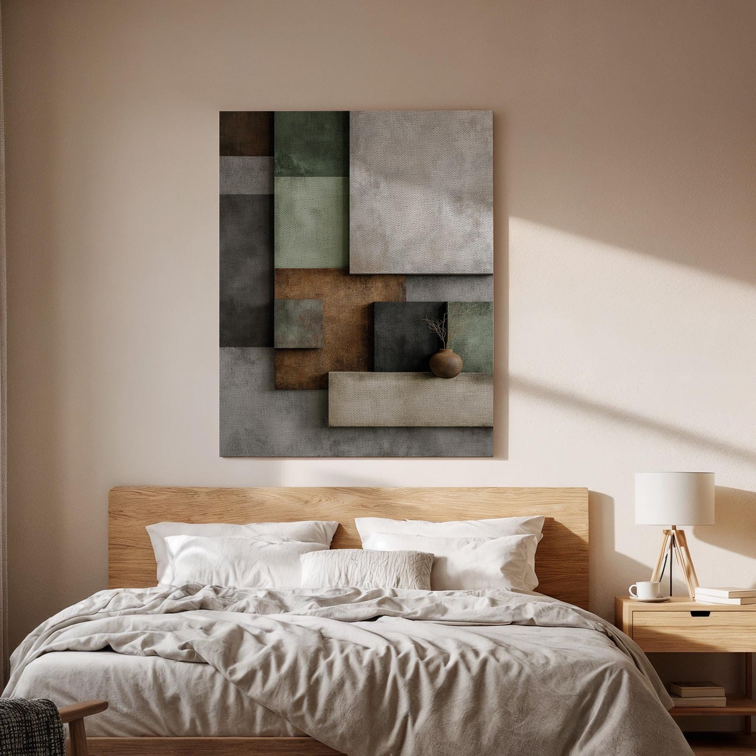 Abstract Geometric Canvas Wall Art, Neutral Tones Modern Wall Decor, Minimalist Geometric Design, Contemporary Art, Scandinavian Abstract