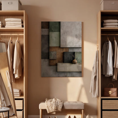 Abstract Geometric Canvas Wall Art, Neutral Tones Modern Wall Decor, Minimalist Geometric Design, Contemporary Art, Scandinavian Abstract