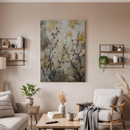 Blossoming Branches Canvas Art, Spring Floral Wall Decor, Elegant Cherry Blossom Canvas, Nature-Inspired Artwork, Tranquil Bedroom Art