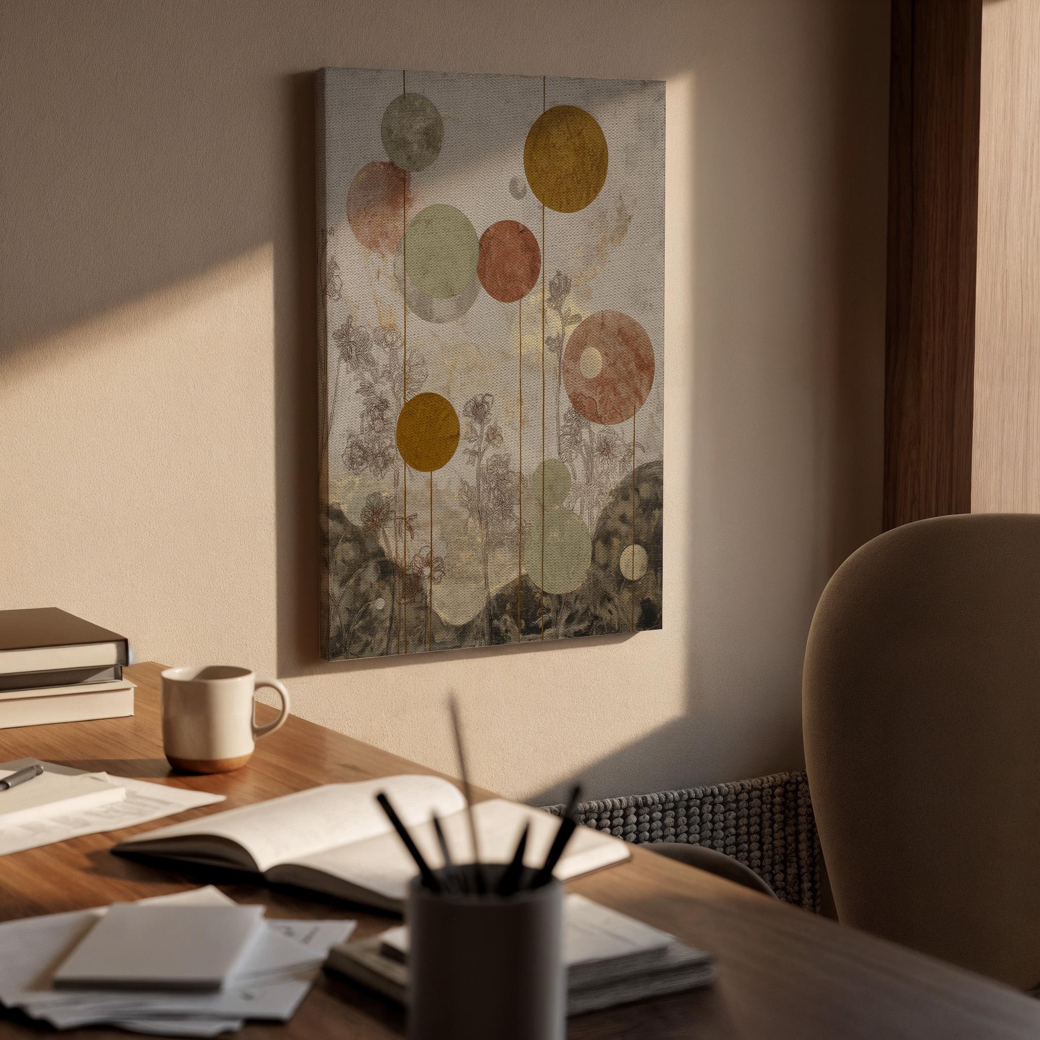 Abstract Geometric Canvas, Boho Circle Wall Art, Neutral Earth Tone Canvas Decor, Modern Minimalist Artwork, Contemporary Living Room  Decor