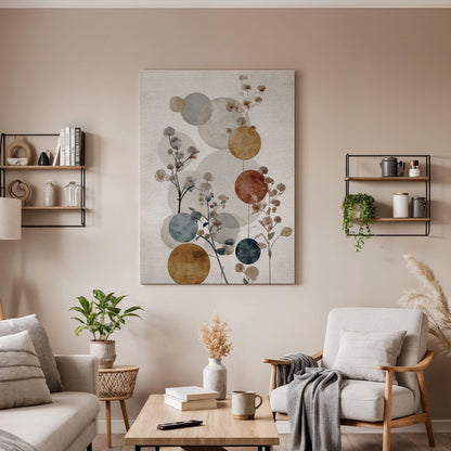 Botanical Abstract Canvas, Boho Floral Wall Art, Neutral Botanical Canvas Decor, Modern Minimalist Nature Artwork, Canvas Wall Art