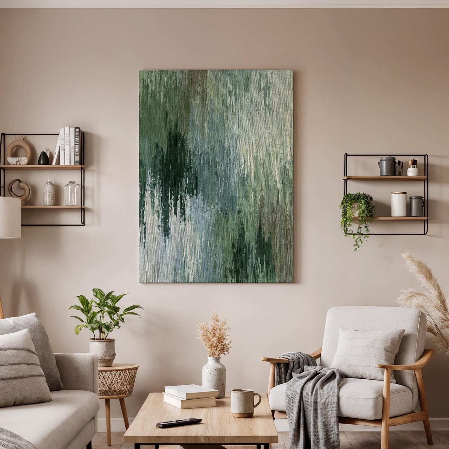 Abstract Green Canvas, Modern Abstract Wall Art, Green Texture Canvas Decor, Minimalist Nature Inspired Artwork, Contemporary Wall Decor