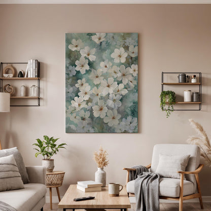 Cherry Blossom Canvas, Floral Wall Art, White Flower Canvas Decor, Botanical Canvas Artwork, Soft Nature Wall Decor, Canvas Wall Art