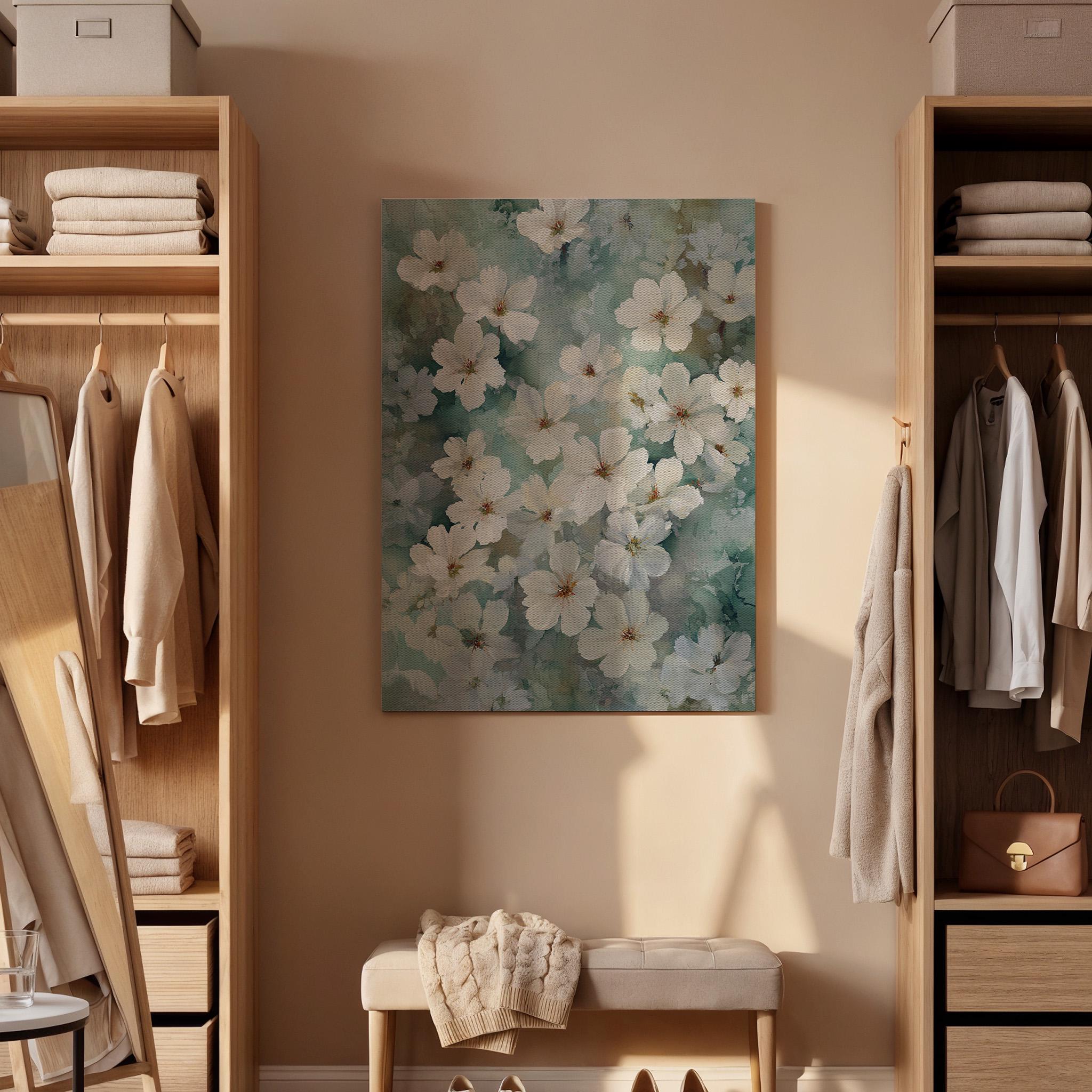 Cherry Blossom Canvas, Floral Wall Art, White Flower Canvas Decor, Botanical Canvas Artwork, Soft Nature Wall Decor, Canvas Wall Art
