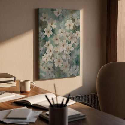 Cherry Blossom Canvas, Floral Wall Art, White Flower Canvas Decor, Botanical Canvas Artwork, Soft Nature Wall Decor, Canvas Wall Art