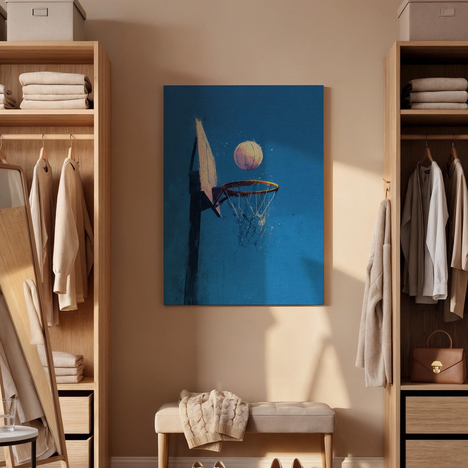 Basketball Canvas Wall Art, Basketball Hoop Canvas Decor, Sports Wall Art Canvas, Basketball Player Room Decor, Modern Sports Artwork