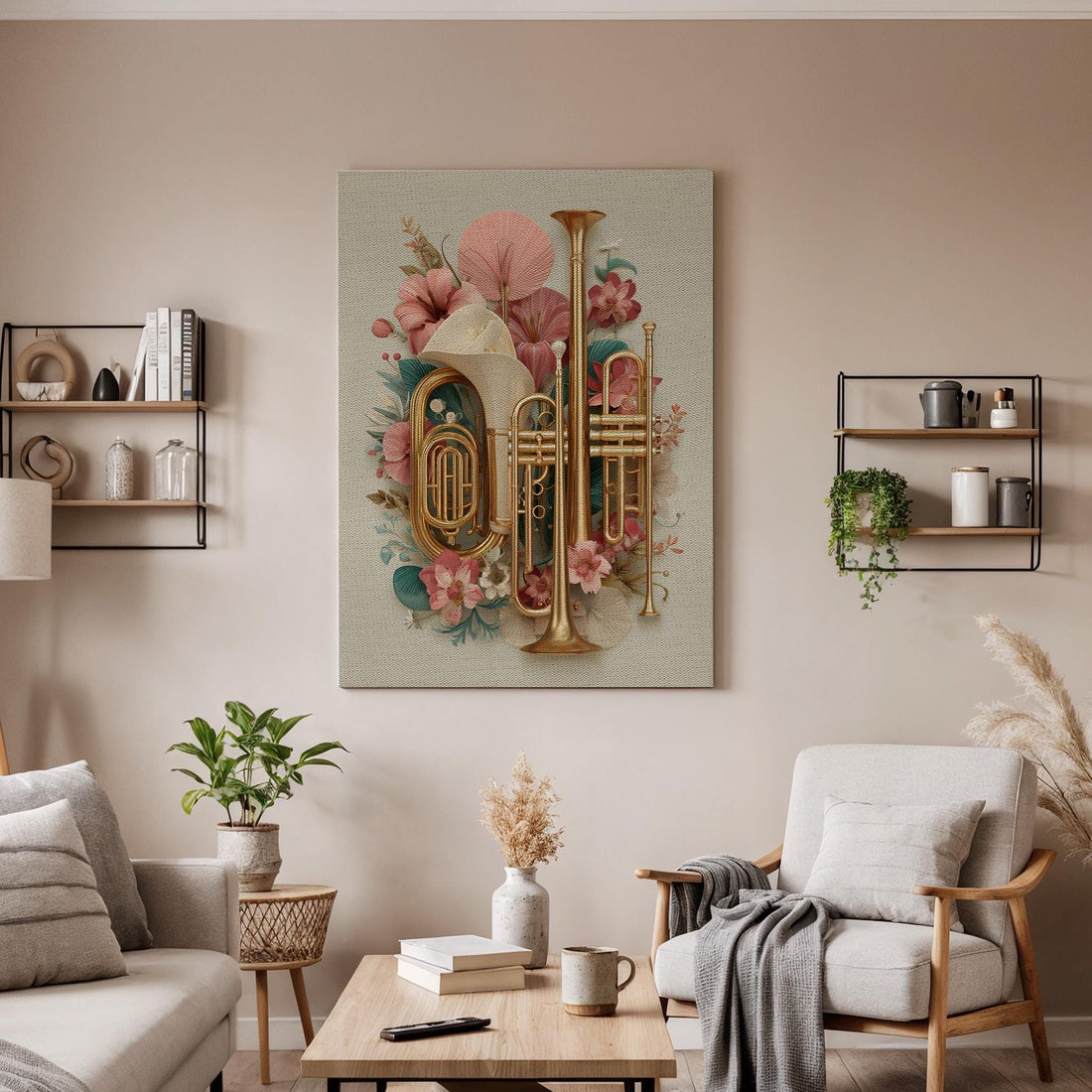 Vintage Trumpet Canvas Wall Art, Musical Instrument Canvas Decor, Brass Music Artwork, Music Lover Wall Decor, Classical Music Art