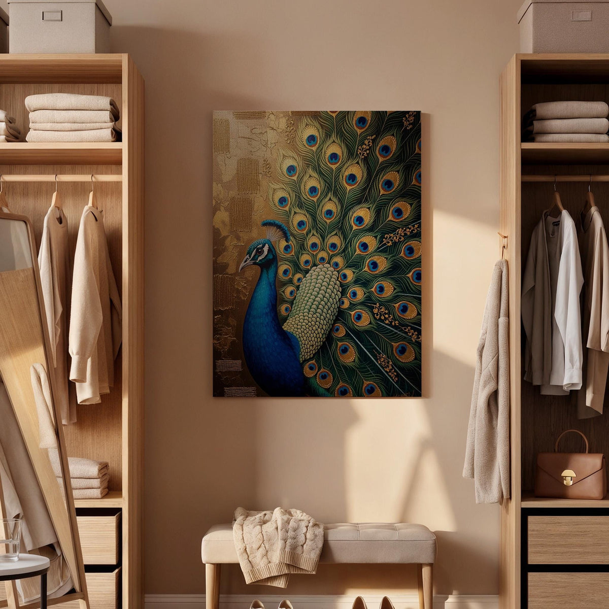 Peacock Canvas Wall Art, Majestic Peacock Feather Canvas Decor, Elegant Bird Artwork, Luxury Nature Canvas Wall Decor, Canvas Home Decor