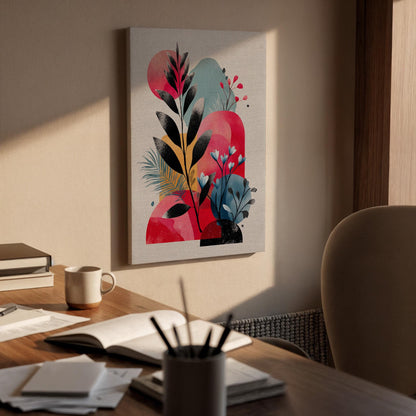 Abstract Botanical Canvas Wall Art, Modern Leaf Canvas Decor, Colorful Plant Canvas Artwork, Minimalist Nature Wall Decor, Canvas Wall Art