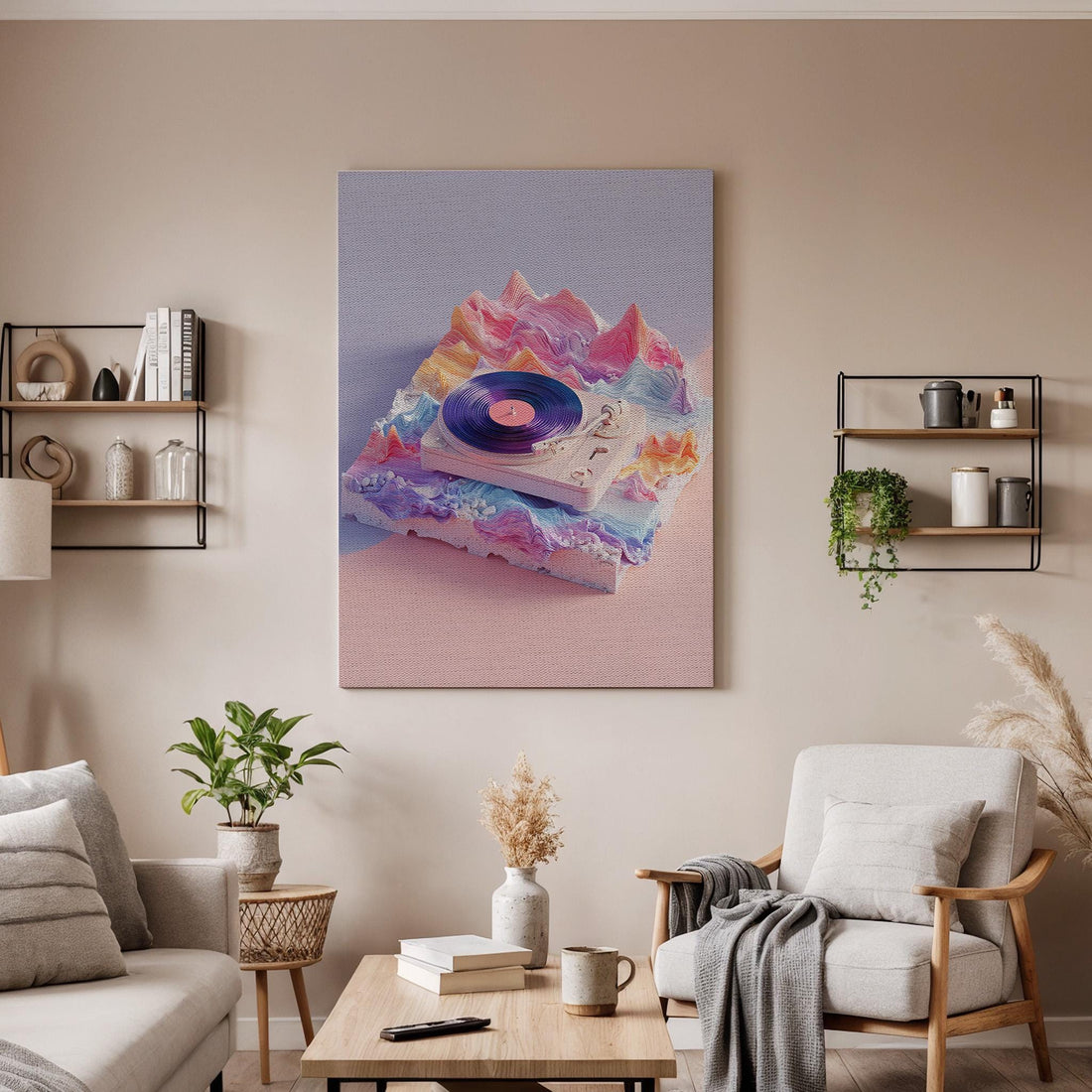 Vinyl Record Canvas Wall Art, Retro Turntable Music Canvas Decor, Vintage Vinyl Player Artwork, Aesthetic Music Lover Wall Decor, Home Art