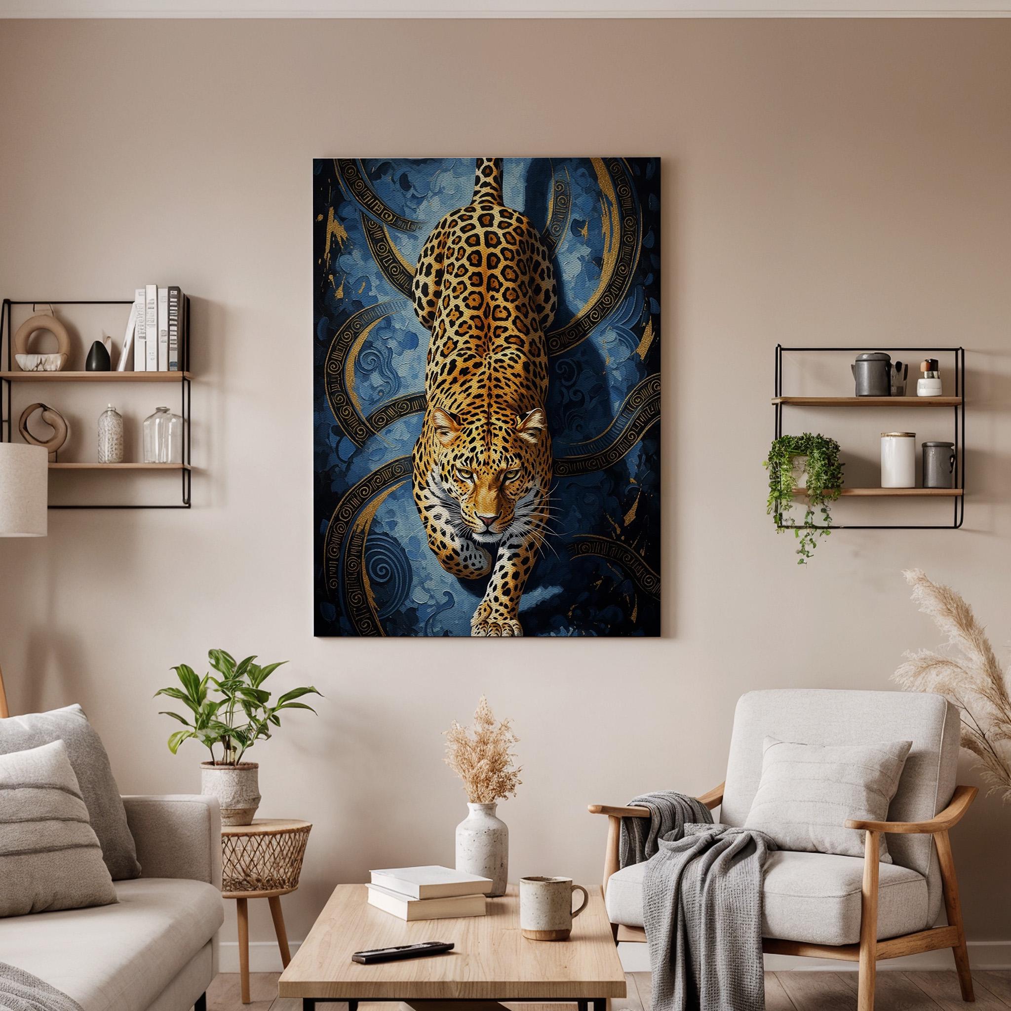 Leopard Canvas Wall Art, Luxury Wild Animal Canvas Decor, Modern Big Cat Artwork, Dramatic Leopard Wall Decor for Living Room, New Home Gift