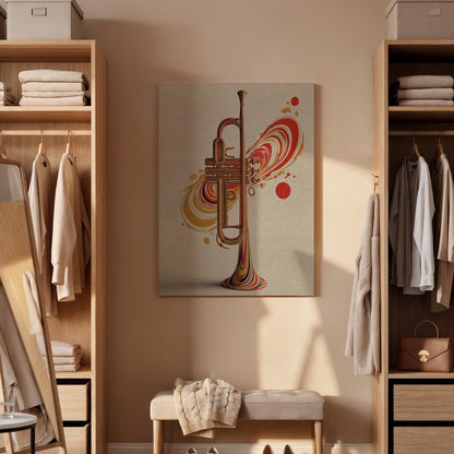 Trumpet Canvas Wall Art, Jazz Music Canvas Decor, Modern Brass Instrument Artwork, Abstract Trumpet Musician Wall Decor, Canvas Wall Art