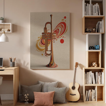 Trumpet Canvas Wall Art, Jazz Music Canvas Decor, Modern Brass Instrument Artwork, Abstract Trumpet Musician Wall Decor, Canvas Wall Art