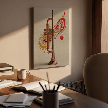Trumpet Canvas Wall Art, Jazz Music Canvas Decor, Modern Brass Instrument Artwork, Abstract Trumpet Musician Wall Decor, Canvas Wall Art