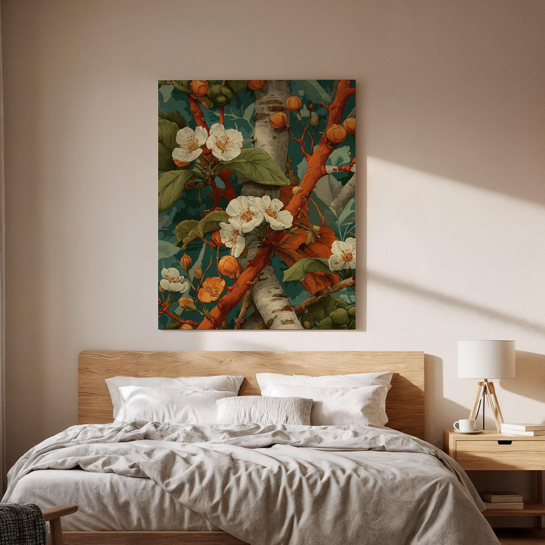 Botanical Blossom Canvas Wall Art, Vintage Floral Tree Canvas Decor, Elegant Nature Flower Artwork, Botanical Wall Decor for Living Room
